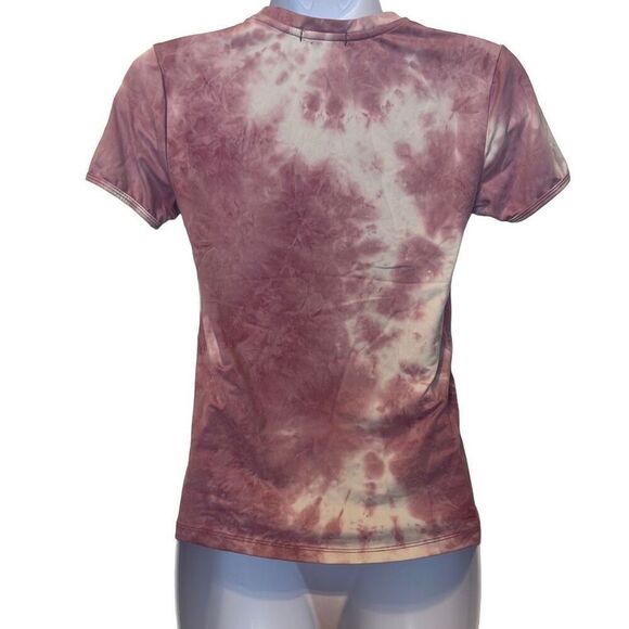 Riley & James Small Pink Cream Tie Dye Short Sleeve Shirt Boho Hippie Festival - Picture 2 of 6